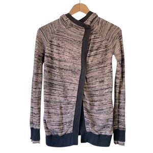 Ivivva lululemon Pink and Black hooded cardigan with Textured Knit size 10